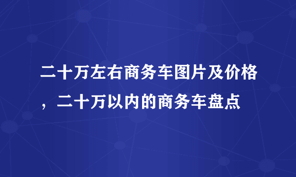 二十万左右商务车图片及价格，二十万以内的商务车盘点