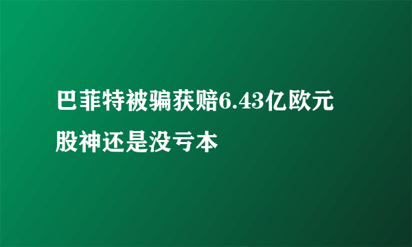 巴菲特被骗获赔6.43亿欧元 股神还是没亏本