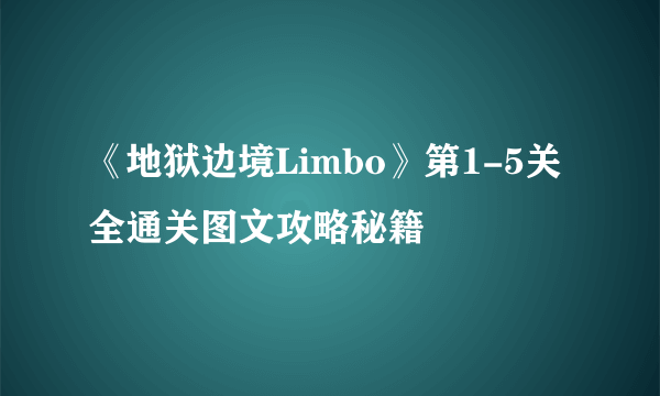 《地狱边境Limbo》第1-5关全通关图文攻略秘籍