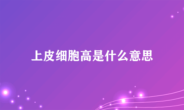 上皮细胞高是什么意思