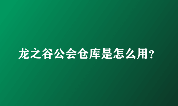 龙之谷公会仓库是怎么用？