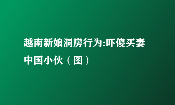 越南新娘洞房行为:吓傻买妻中国小伙（图）