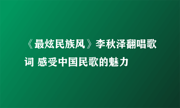 《最炫民族风》李秋泽翻唱歌词 感受中国民歌的魅力