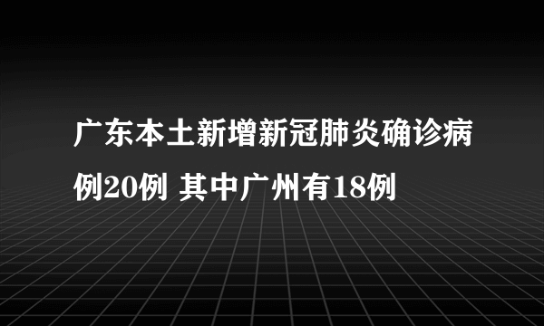 广东本土新增新冠肺炎确诊病例20例 其中广州有18例