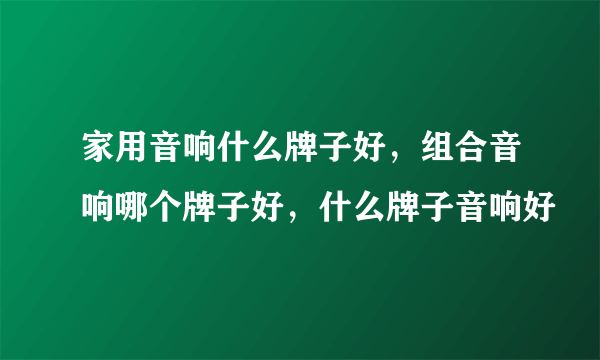 家用音响什么牌子好，组合音响哪个牌子好，什么牌子音响好