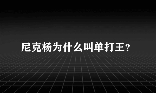 尼克杨为什么叫单打王？