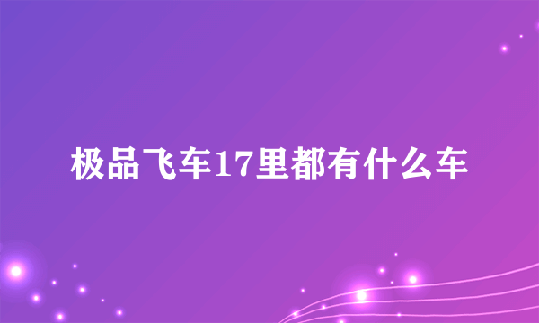 极品飞车17里都有什么车