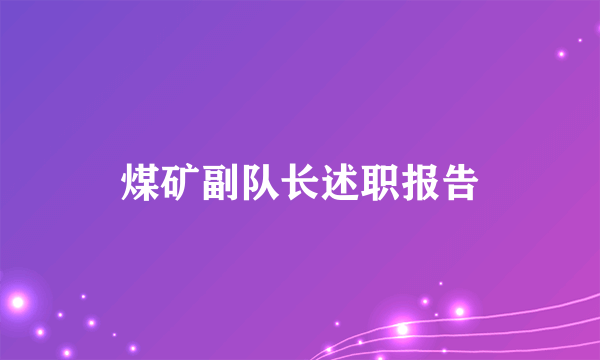 煤矿副队长述职报告