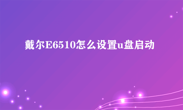 戴尔E6510怎么设置u盘启动