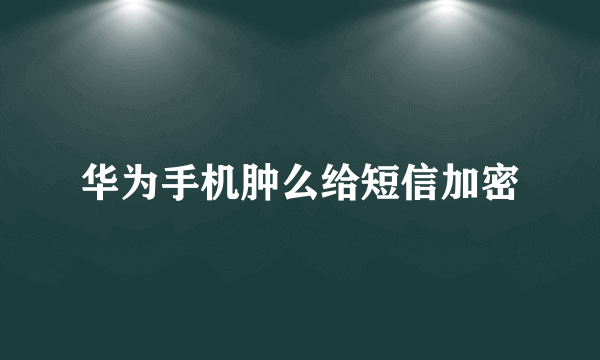 华为手机肿么给短信加密