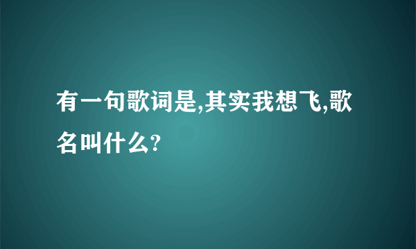 有一句歌词是,其实我想飞,歌名叫什么?