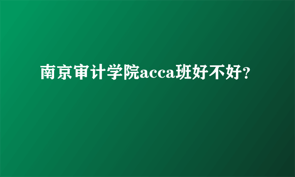 南京审计学院acca班好不好？