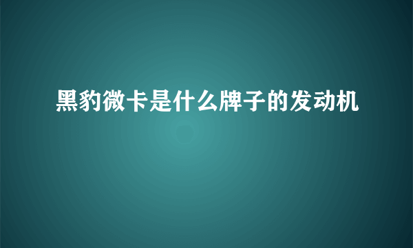 黑豹微卡是什么牌子的发动机