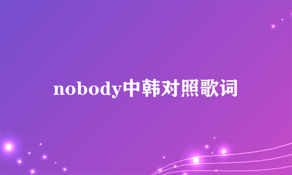 nobody中韩对照歌词