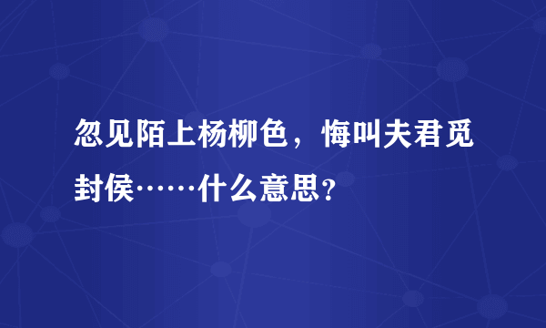 忽见陌上杨柳色，悔叫夫君觅封侯……什么意思？