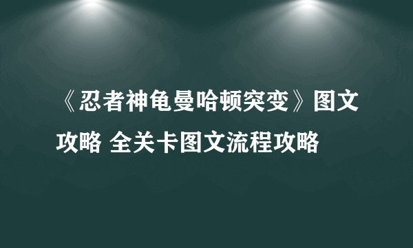 《忍者神龟曼哈顿突变》图文攻略 全关卡图文流程攻略