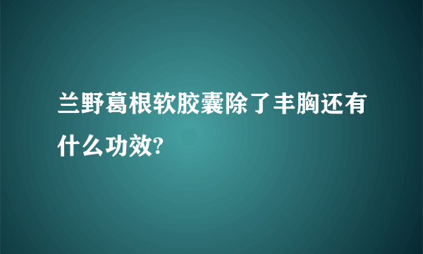 兰野葛根软胶囊除了丰胸还有什么功效?