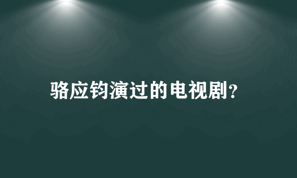 骆应钧演过的电视剧？