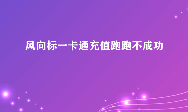 风向标一卡通充值跑跑不成功