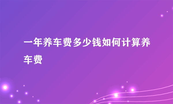 一年养车费多少钱如何计算养车费