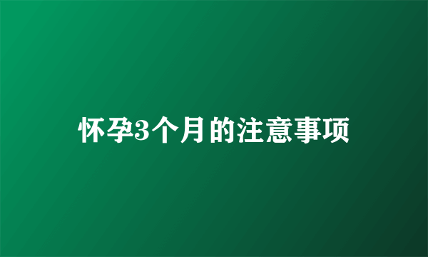 怀孕3个月的注意事项