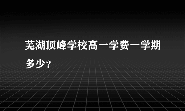 芜湖顶峰学校高一学费一学期多少？