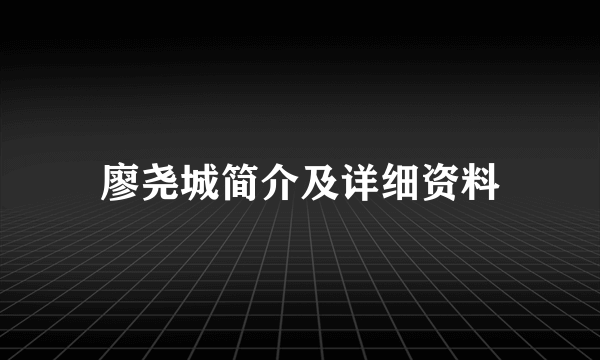 廖尧城简介及详细资料