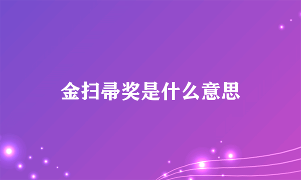 金扫帚奖是什么意思