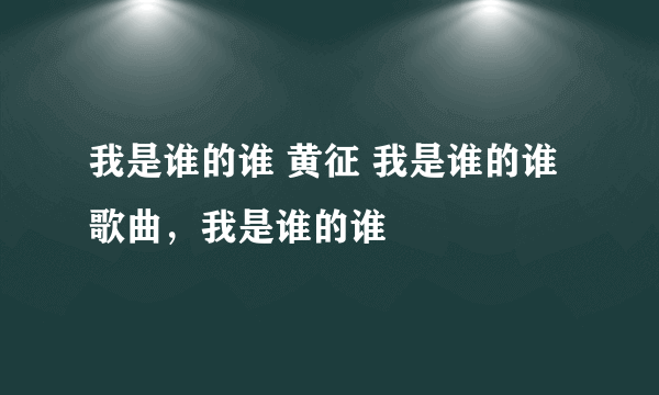 我是谁的谁 黄征 我是谁的谁歌曲，我是谁的谁