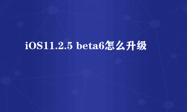 iOS11.2.5 beta6怎么升级