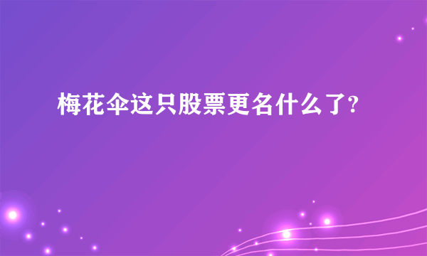 梅花伞这只股票更名什么了?