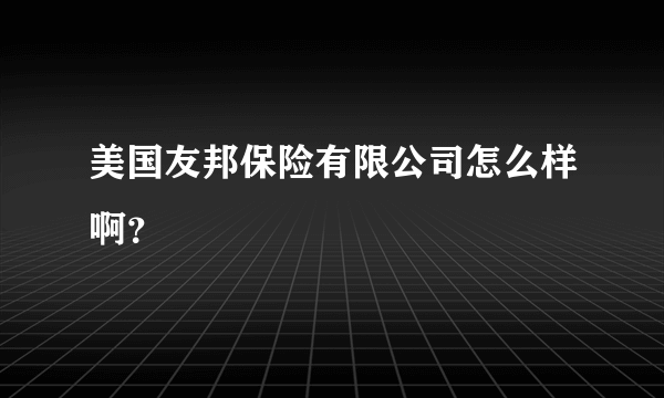 美国友邦保险有限公司怎么样啊？