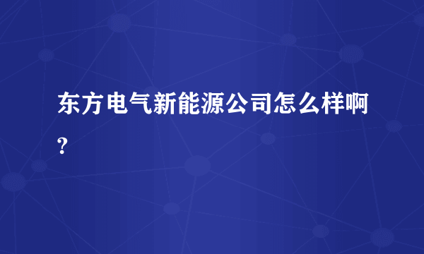 东方电气新能源公司怎么样啊?