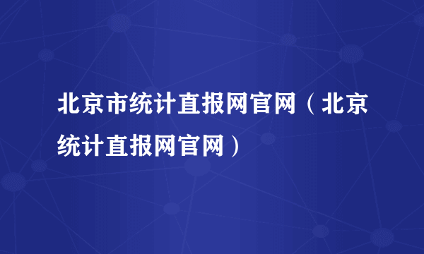 北京市统计直报网官网（北京统计直报网官网）