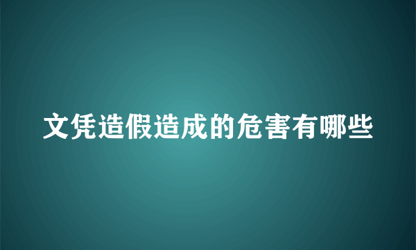 文凭造假造成的危害有哪些