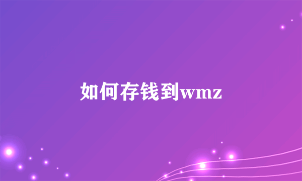 如何存钱到wmz