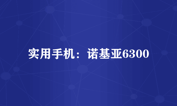 实用手机：诺基亚6300