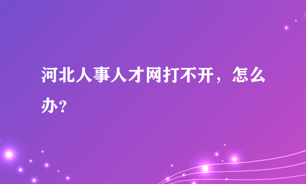 河北人事人才网打不开，怎么办？