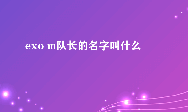 exo m队长的名字叫什么