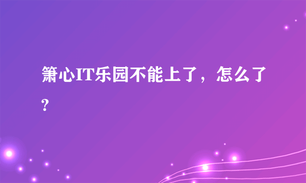 箫心IT乐园不能上了，怎么了?