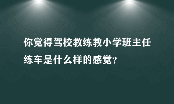 你觉得驾校教练教小学班主任练车是什么样的感觉？