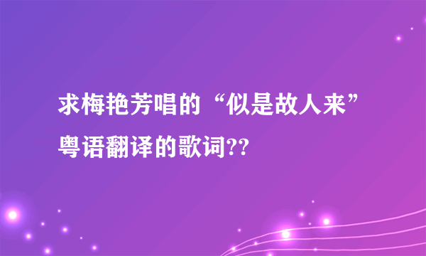 求梅艳芳唱的“似是故人来”粤语翻译的歌词??