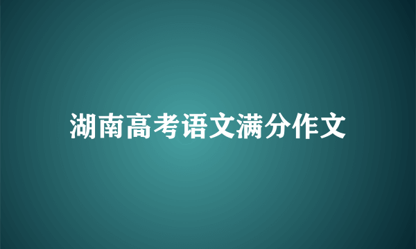 湖南高考语文满分作文