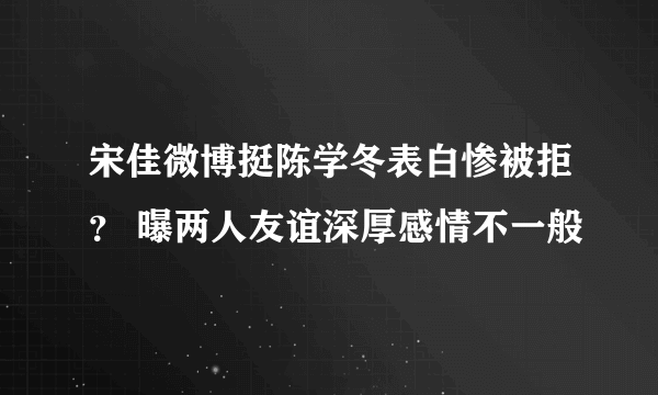 宋佳微博挺陈学冬表白惨被拒？ 曝两人友谊深厚感情不一般