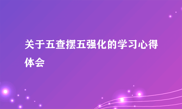 关于五查摆五强化的学习心得体会