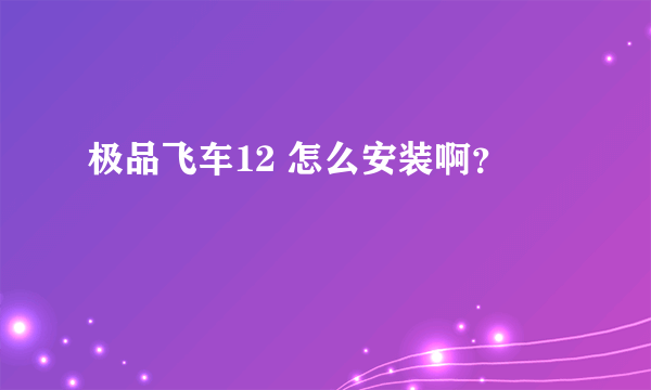 极品飞车12 怎么安装啊？