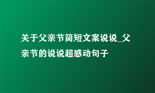 关于父亲节简短文案说说_父亲节的说说超感动句子