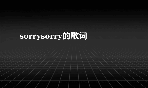 sorrysorry的歌词