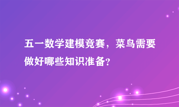 五一数学建模竞赛，菜鸟需要做好哪些知识准备？