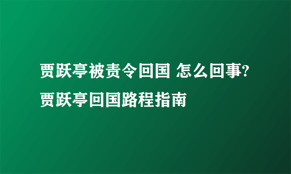 贾跃亭被责令回国 怎么回事?贾跃亭回国路程指南